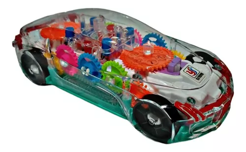 Techblaze conceito transparente de brinquedo de carro de corrida com luzes  LED piscando 360 graus de rotação, simulação de engrenagem carro mecânico  conceito 3d carros elétricos brinquedos para crianças crianças brinquedos  presente