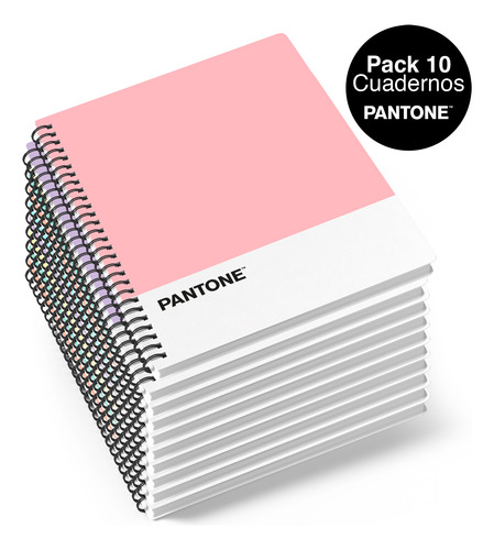 Pack 10 Cuadernos Universitario Pantone Pastel Tapa Dura 7mm