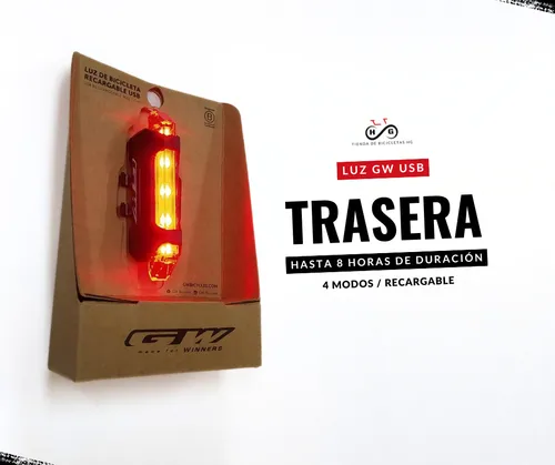 Luz Trasera Bicicleta Stop Gw Led Recargable Usb Ebl-3402