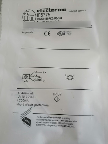 Sensor Inductivo If5775 Marca Ifm Electronic Pnp M12 Na