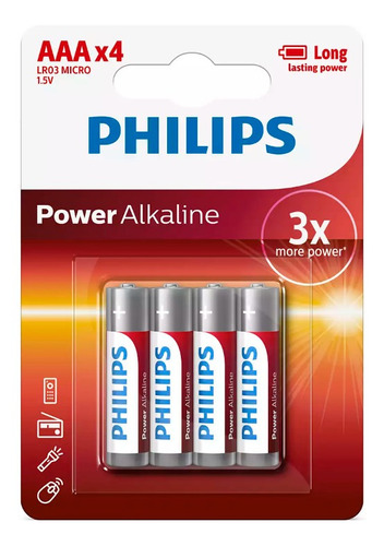 Blister Pilas Alcalinas Philips Aaa 1.5v   (4 Uni) -kubo