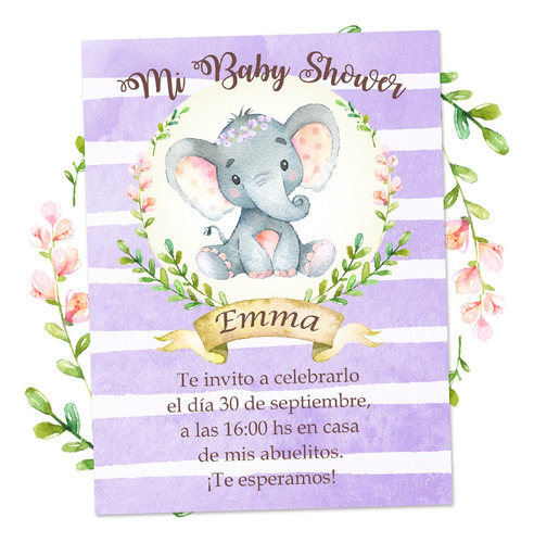 Kit Imprimible Elefante Acuarelas Decoración Baby Shower