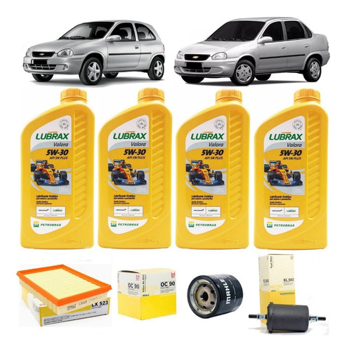 Troca Óleo Lubrax 5w30 Sintético + Filtros  Corsa - Corsa Classic 1994 1995 1996 1997 1998 1999 2000 2001 2002