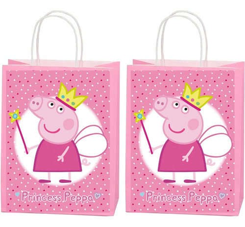 Bolsas Kraft Peppa Pig Cotillón Dulces X 12 Unidades 