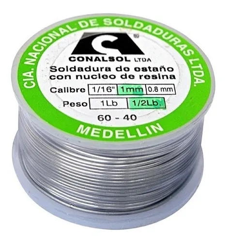 Soldadura En Estaño 6040 X 1/2 Libra 1-mm Conalsol