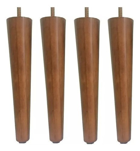 Kit 4 Pés Palito Trapezio 25cm Castanho Para Poltrona Ou Puf