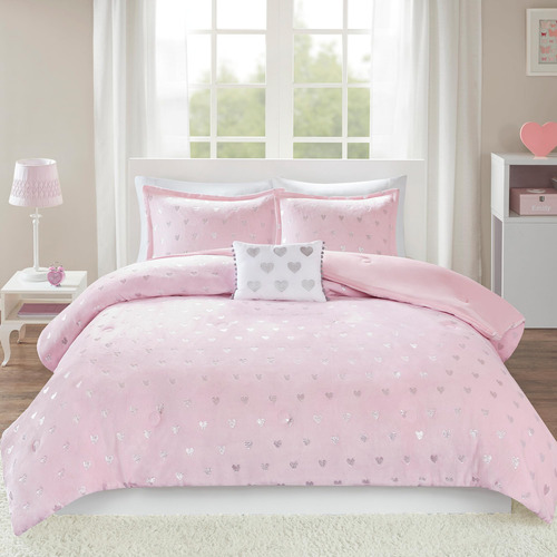 Edredón De Microfibra Suave Estampado Corazones Hipoalergéni