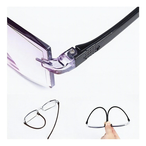 Kit de 2 gafas de titanio con luz azul Tr90 Sapphire. Color del marco: negro, color de la lente: 200 grados