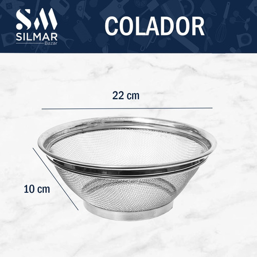 Imagen 3 de 7 de Colador Cernidor De Acero 22 Cm Silmar