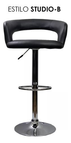 Banco Taburete Comedor Giratorio Respaldo Bar Barra Studio B Acabado De La Estructura Cromado Color Negro Decoform