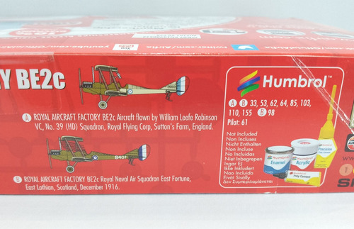 Maqueta Avión Royal Factory Be2c - Airfix 1/72