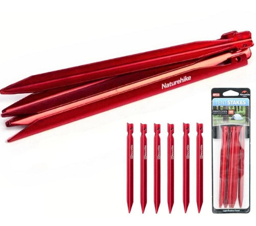 Estacas De Alumínio Para Barraca Kit 6 Peças 16cm Naturehike Cor Vermelho