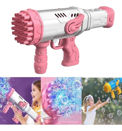 Pistola Bubble Bazooka De Regalo De 32 Agujeros Con Forma De