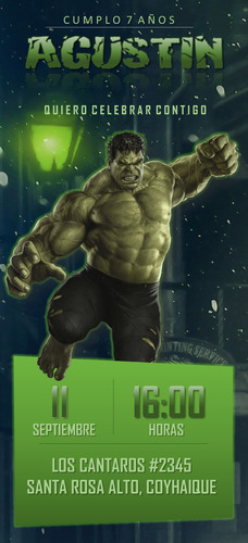 Invitación Digital Para Cumpleaños Hulk