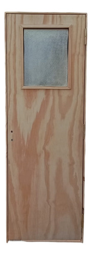 Puerta Placa Pino Js 0,90x2,00 Mts Marco Madera Vidriada