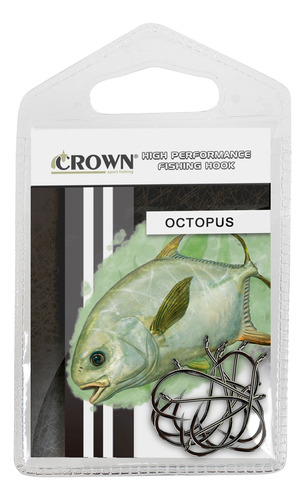 Anzol Crown Octopus Black Número 6/0 Com 05 Unidades