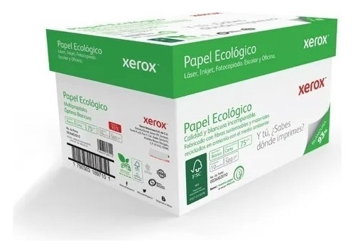 Caja Papel Xerox Ecológico C/5000 Hojas (10 Paquetes De 500)