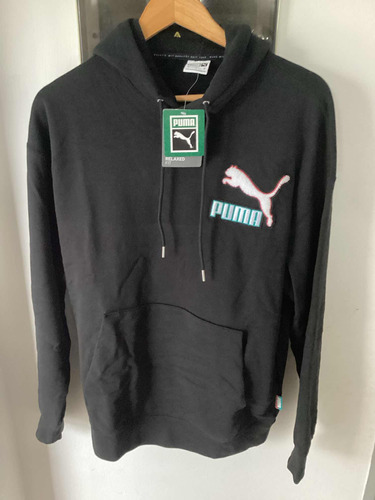 Puma Buzo Hoodie Negro Talle S Nuevo Relaxed Fandom