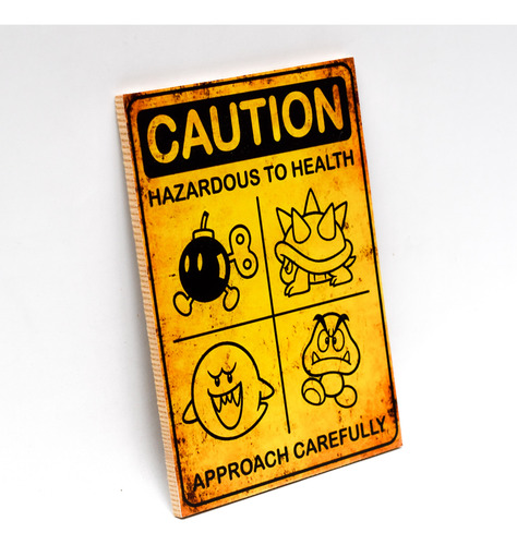 Cartel Plano - Mario Bros Alerta Monstruos - Mdf