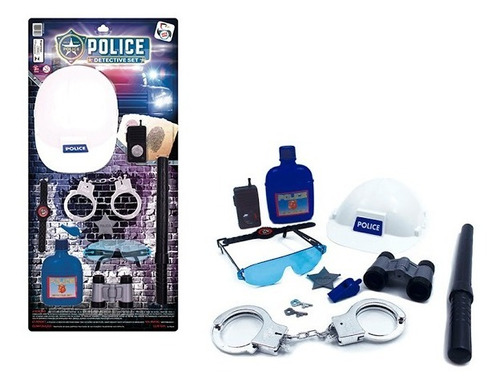 Brinquedo Kit Fantasia Policial Completo Algema Cassetete  