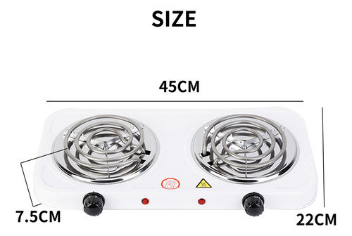 Parrilla Eléctrica Dos Quemadores Doble Termostato Estufa Color Blanco
