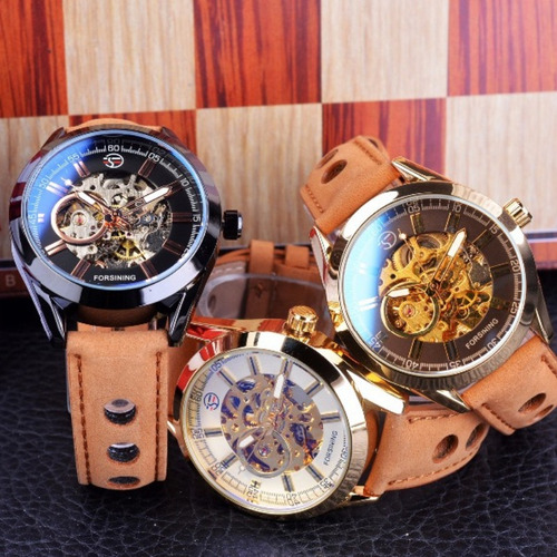 Reloj Forsining Casual Leather Luminous Para Hombre