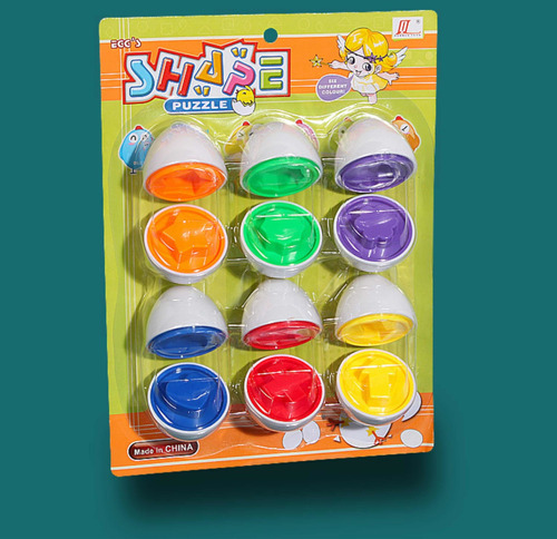 Juego 6 Huevos De Encaje Montessori Figuras Multicolor