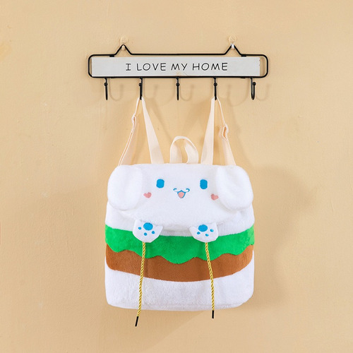 Mochila De Felpa Para Niños Ins Style Koromi Cinnamoroll Color Blanco Diseño De La Tela Lisa