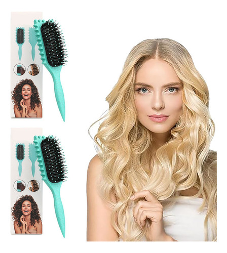 2pk Cepillo Desenredante Para Cabello Rizadoestilo Definició Verde Claro