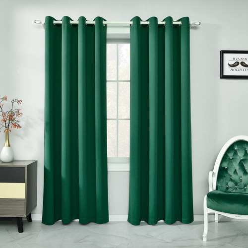 Cortinas Opacas De Color Verde Esmeralda Con Aislamiento Tér