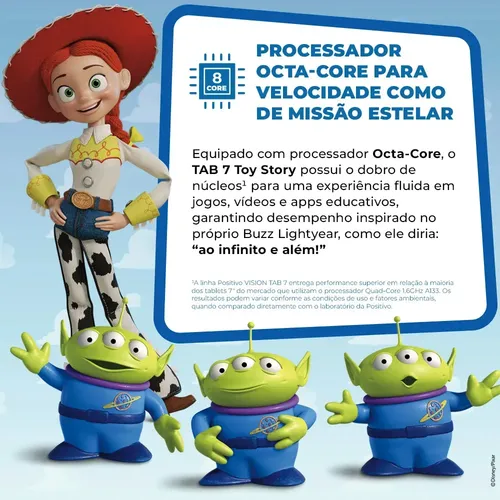 Tablet Infantil Positivo Vision TAB 7 Toy Story Disney 3GB RAM