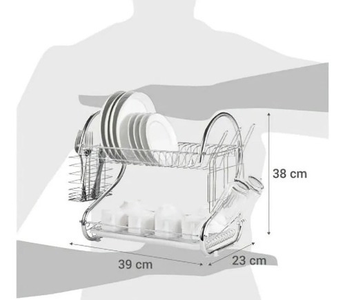 Secador Platos Escurridor Vajilla 2 Niveles Acero Inoxidable