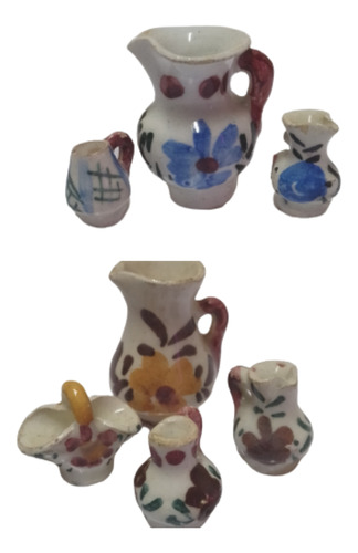 Miniaturas De Ceramica - Juego De Jarras  Adorno  Vintage 