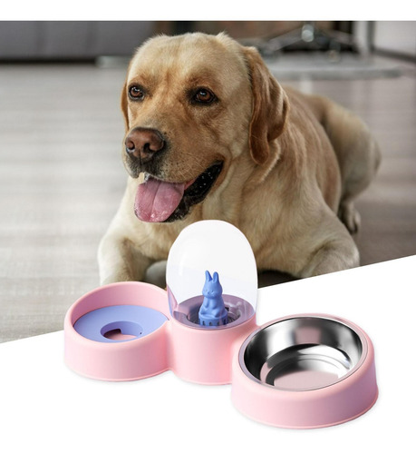 Imagen 3 de 8 de Dispensador Automático De Alimentos Para Mascotas Rosa