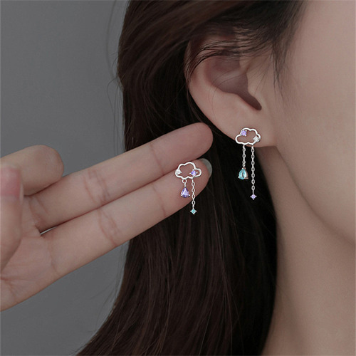 Pendientes Asimétricos Arete Con Forma De Nube Hueca Para Mu