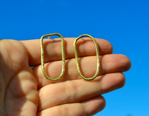 Imagen 6 de 9 de Aros Organicos Dorados, Bronce Y Plata, Minimalista, Regalo
