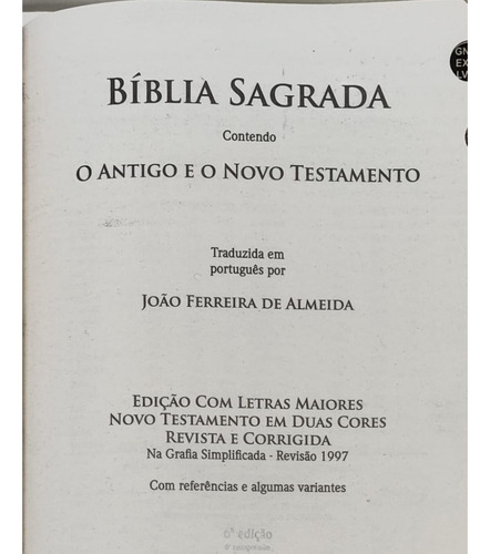 Bíblia Sagrada Rc Letra Gigante Palavras De Jesus Em Vermelho Com Índice Capa Luxo Branca