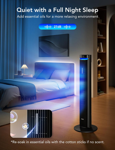 Ventilador De Torre 107 Cm Con Control De Voz 5 Modos 12 Vel