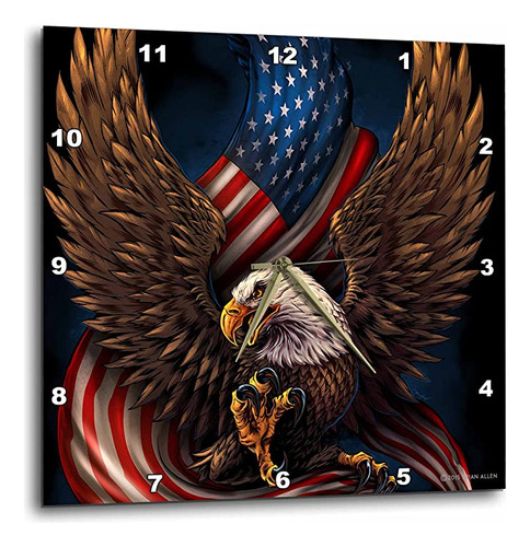 Reloj De Pared Con Diseño De Águila Calva En 3d Con Bande.