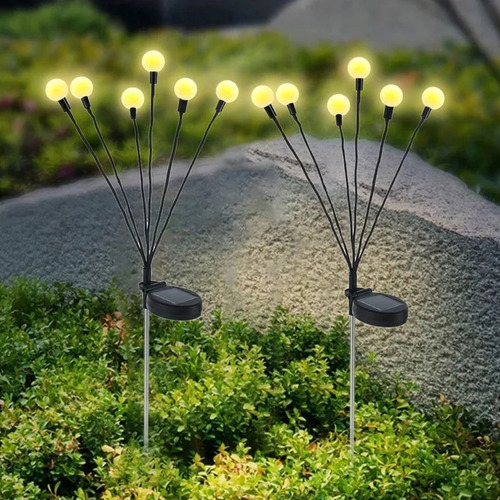 2 Lámparas Solares Con Forma De Luciérnaga De 10 Led Para Ex