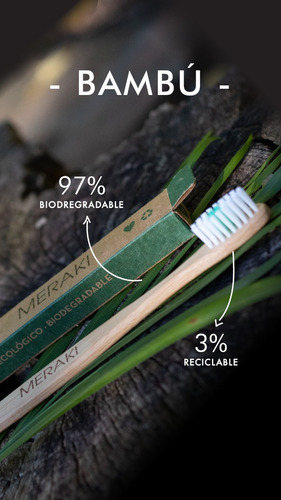 Imagen 4 de 4 de Cepillo De Dientes Bambú Biodegradable Eco Friendly Meraki