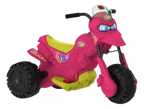 Triciclo Rosa Moto Elétrica Infantil Brinquedo Menina Xt3 6v