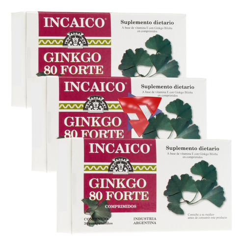 Ginkgo 80 Forte + Vitamina E Incaico 30 Comp Oferta 3 Cajas!