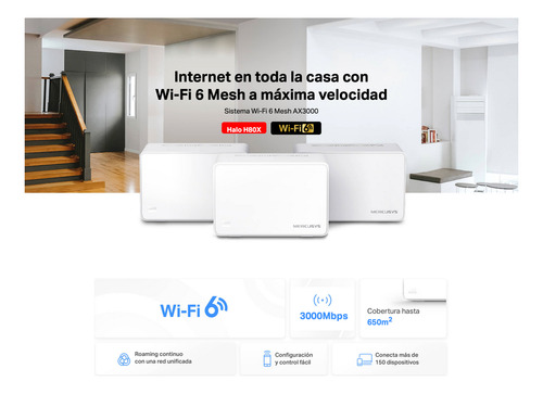 Set 3 Sistema Wi-fi 6 Mesh Mercusys Tp-link Halo H80x Ax3000