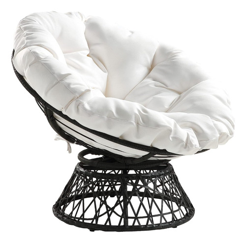 Silla Papasan De Mimbre C/giro De 360 Grados; C/cojín Blanco