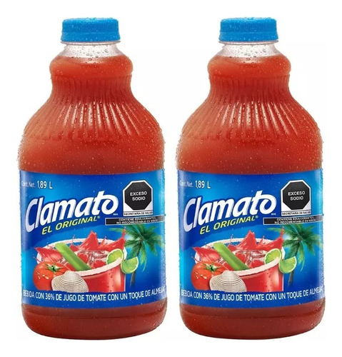 Clamato Jugo De Tomate Etiqueta Dañada 2 Pzas De 1.89 L
