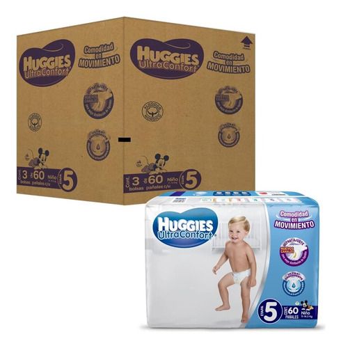 Pañal Desechable Para Bebé, Etapa 5 Niño Huggies Ultra Confo Género Sin género Talla Grande (G)