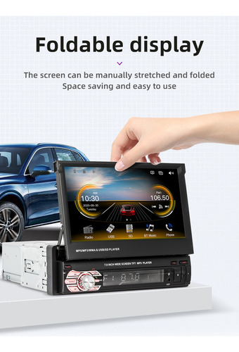 New Radio Estéreo De Coche 1din 7 Bluetooth Auto Retráctil