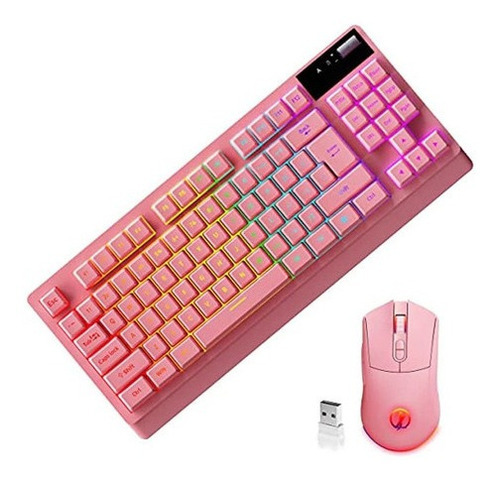 Conexión Inalámbrica 2.4g, Admite 10 Tipos De Color del mouse Xuanfengkeji Color del teclado Pink