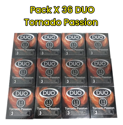 36 Condones Duo Tornado Passion - Unidad a $2778